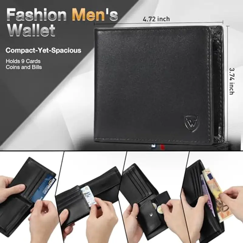 WONSEFOO Portamonete Uomo Nero 942983 miniatura 3
