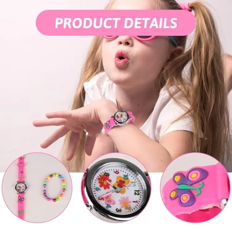 Wonvify Orologio Bambina, Quarzo Orologio Bambini Digitale Educativo Analogico Impermeabile, Sport Braccialetto Cartoon In Silicone 3D, Orologio Bambino Ragazza 3 4 5 6 7 8 9 10 11 12 Anni Bimba miniatura 3