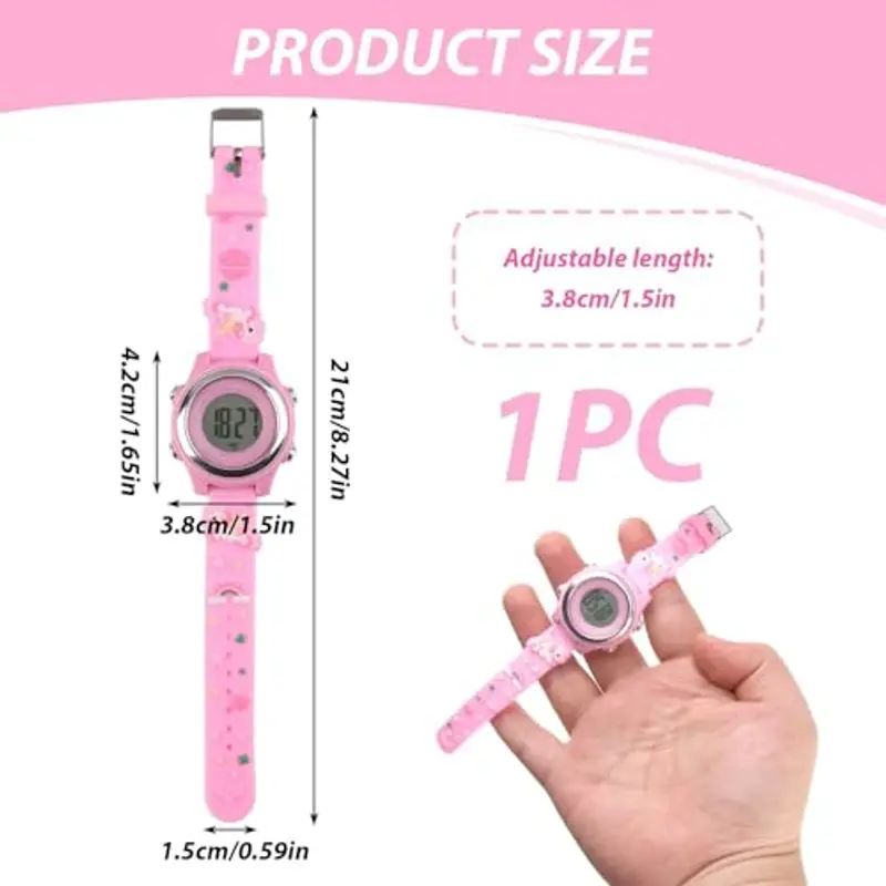 Wonvify Orologio Digitale Educativo per Bambini, Orologio da Polso in Silicone con Cartoni Animati 3D, Luce Lampeggiante a LED a 7 Colori, Orologio Bimba Regalo Multifunzione per Ragazze 3 ai 12 Anni miniatura 2