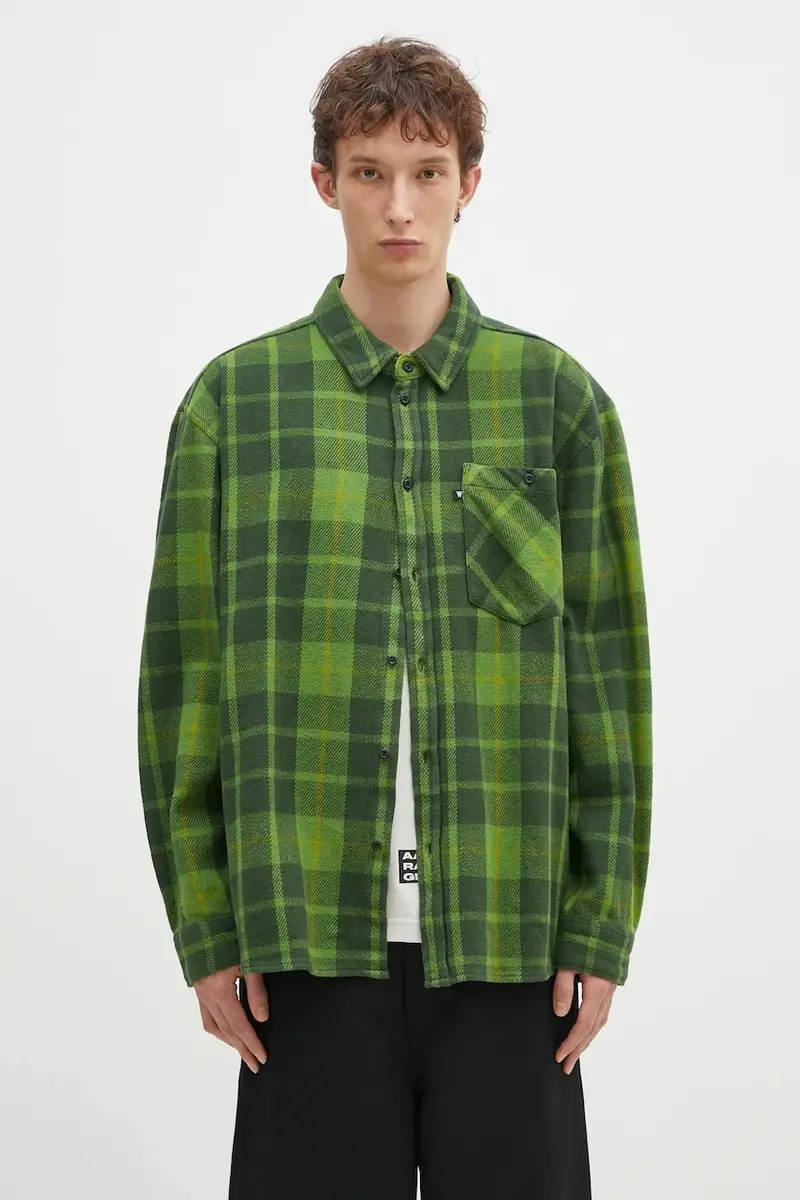 camicia in cotone Day Heavy Flannel Shirt GOTS uomo colore verde 10325302.5167