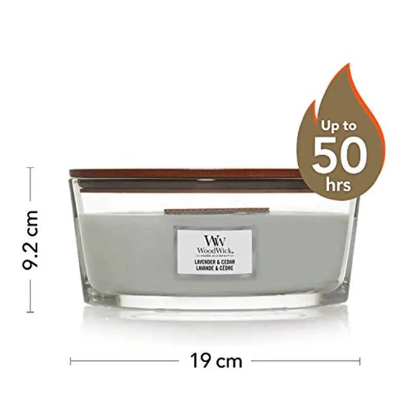 WoodWick Candela profumata Ellispe con stoppino crepitante, Lavanda e Cedro, Durata della fragranza: fino a 50 ore miniatura 2