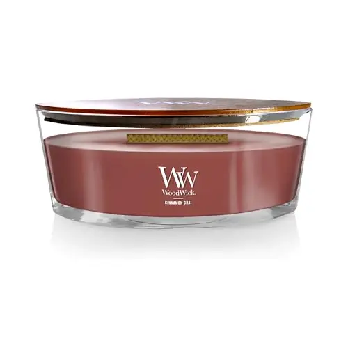 Woodwick Candela Profumata Grande Con Stoppino Scoppiettante, Fino A 130 Ore, Rosso Chai Alla Cannella, Grande