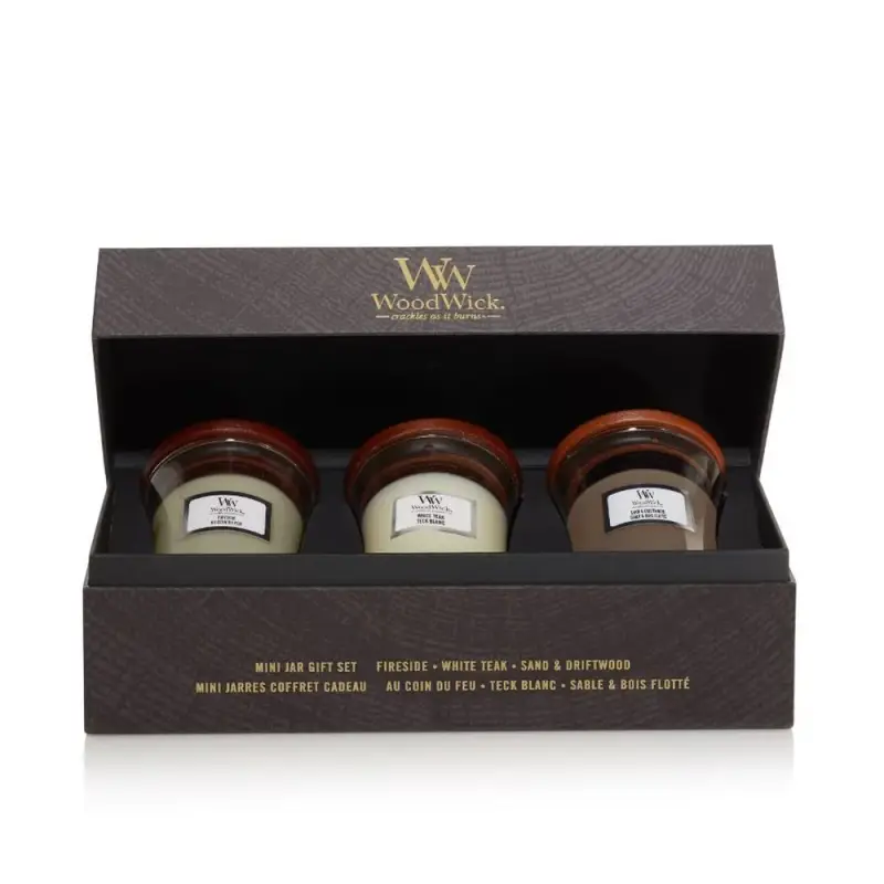 Hourglass Candles Mini Jar Wood Gift Set - - Candele profumate