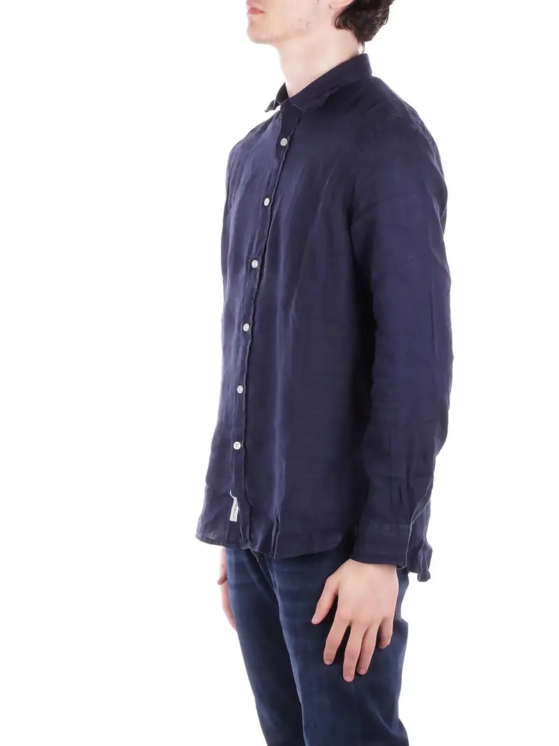 Camicia Uomo WOOLRICH Blu Linen shirt gd miniatura 2