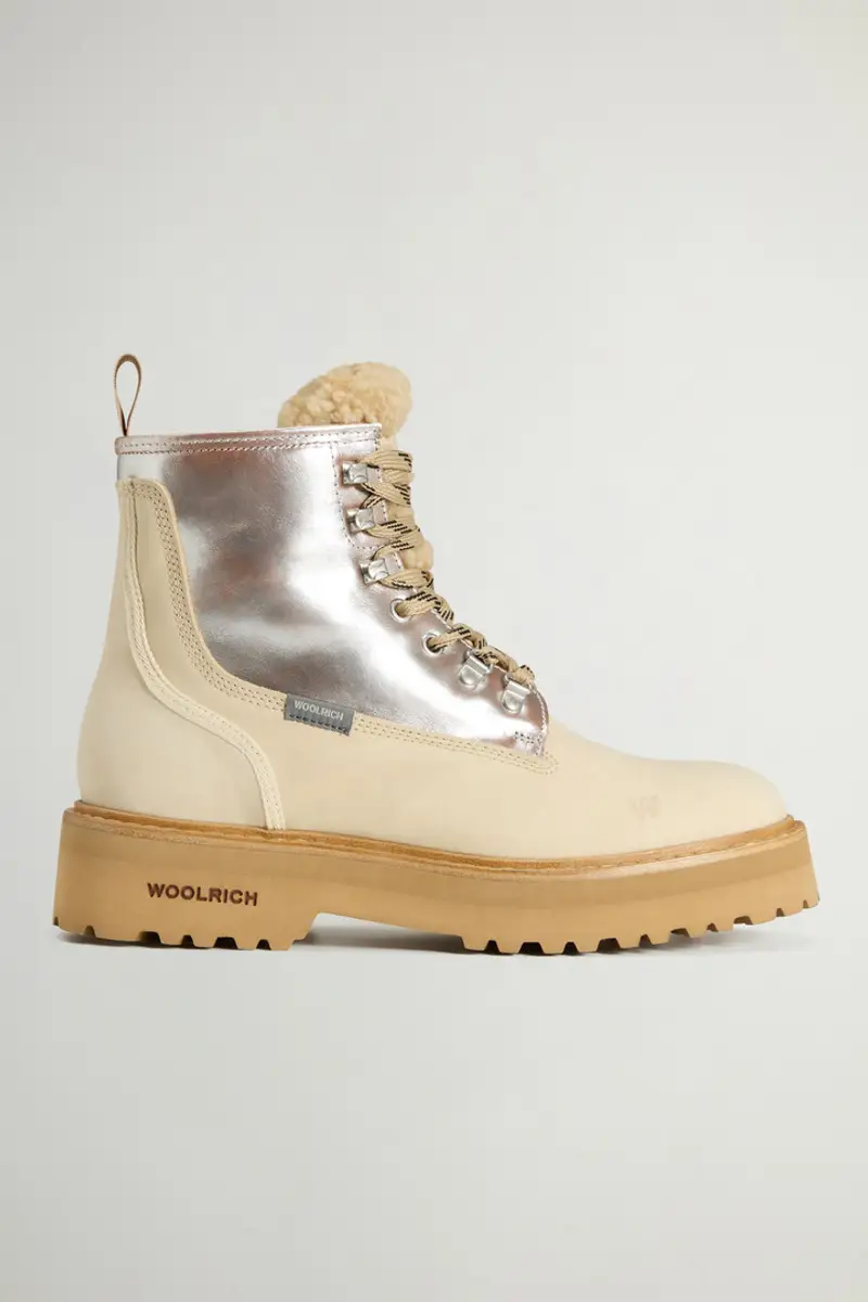 Woolrich Donna Anfibi Main in vacchetta e pelle scamosciata Beige Taglia 36