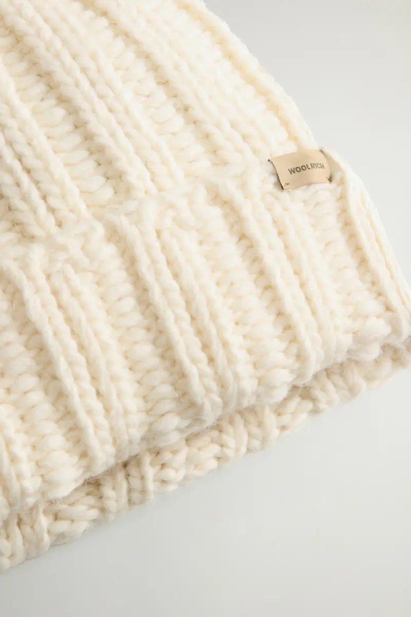 Donna Berretto a costine in misto lana e alpaca Bianco Milky Cream miniatura 2