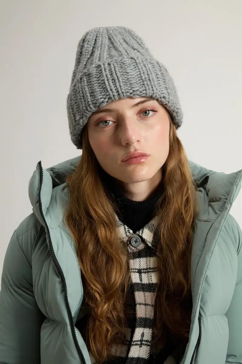 Donna Berretto a costine in misto lana e alpaca Grigio Light Grey Melange miniatura 3