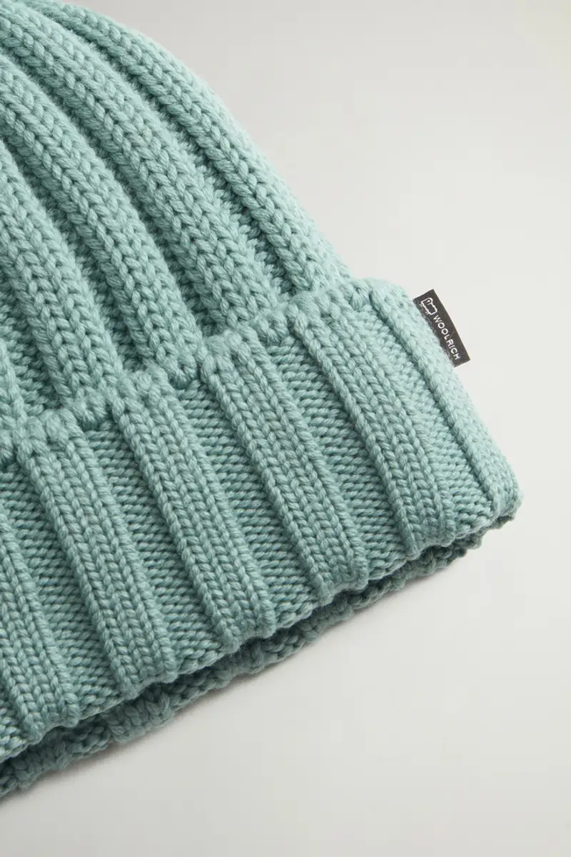 Donna Berretto in lana vergine Merino con pompon in cashmere rimovibile Verde Chinois Green miniatura 2