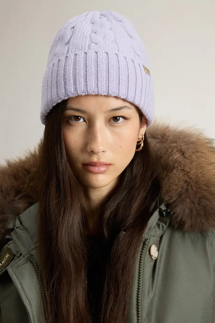 Donna Berretto in pura lana con lavorazione a trecce Lilla Soft Violet miniatura 3