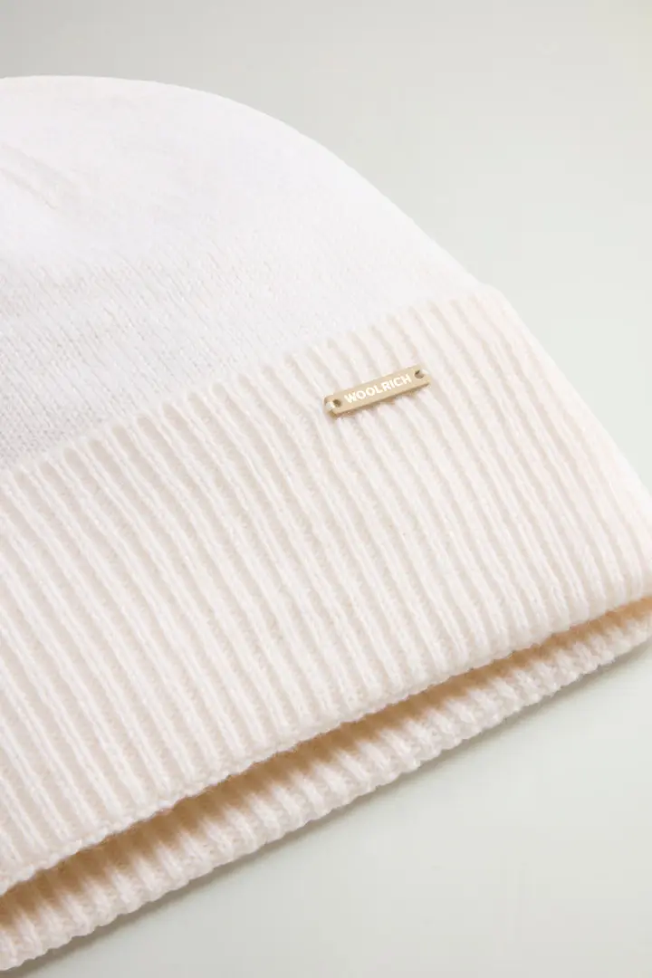 Donna Berretto in puro cashmere Bianco Milky Cream miniatura 2