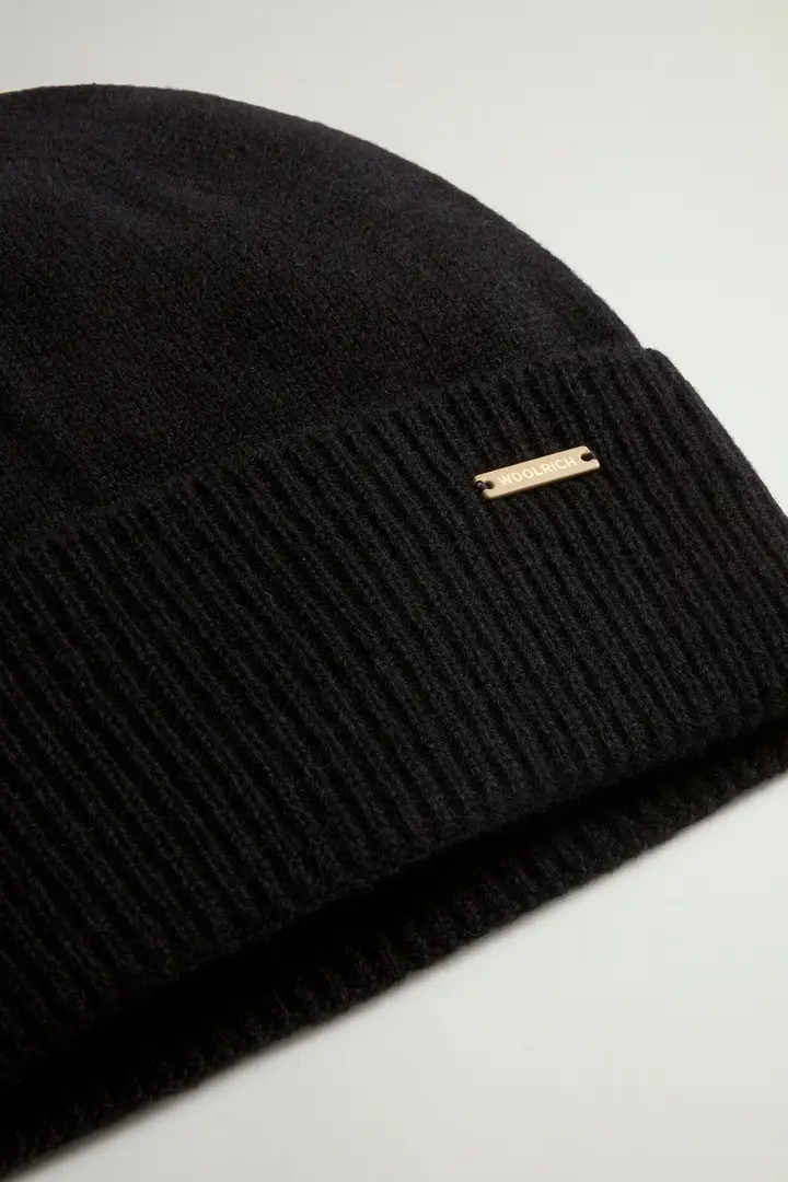 Donna Berretto in puro cashmere Nero Black miniatura 2