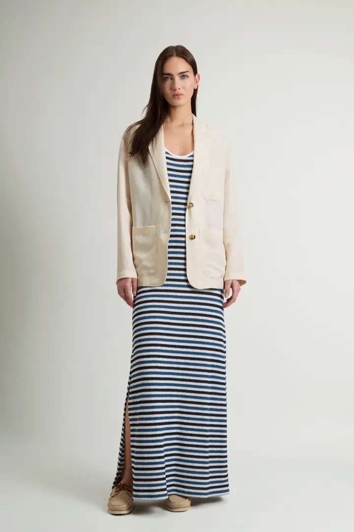 donna Blazer in misto lino Bianco Milky Cream