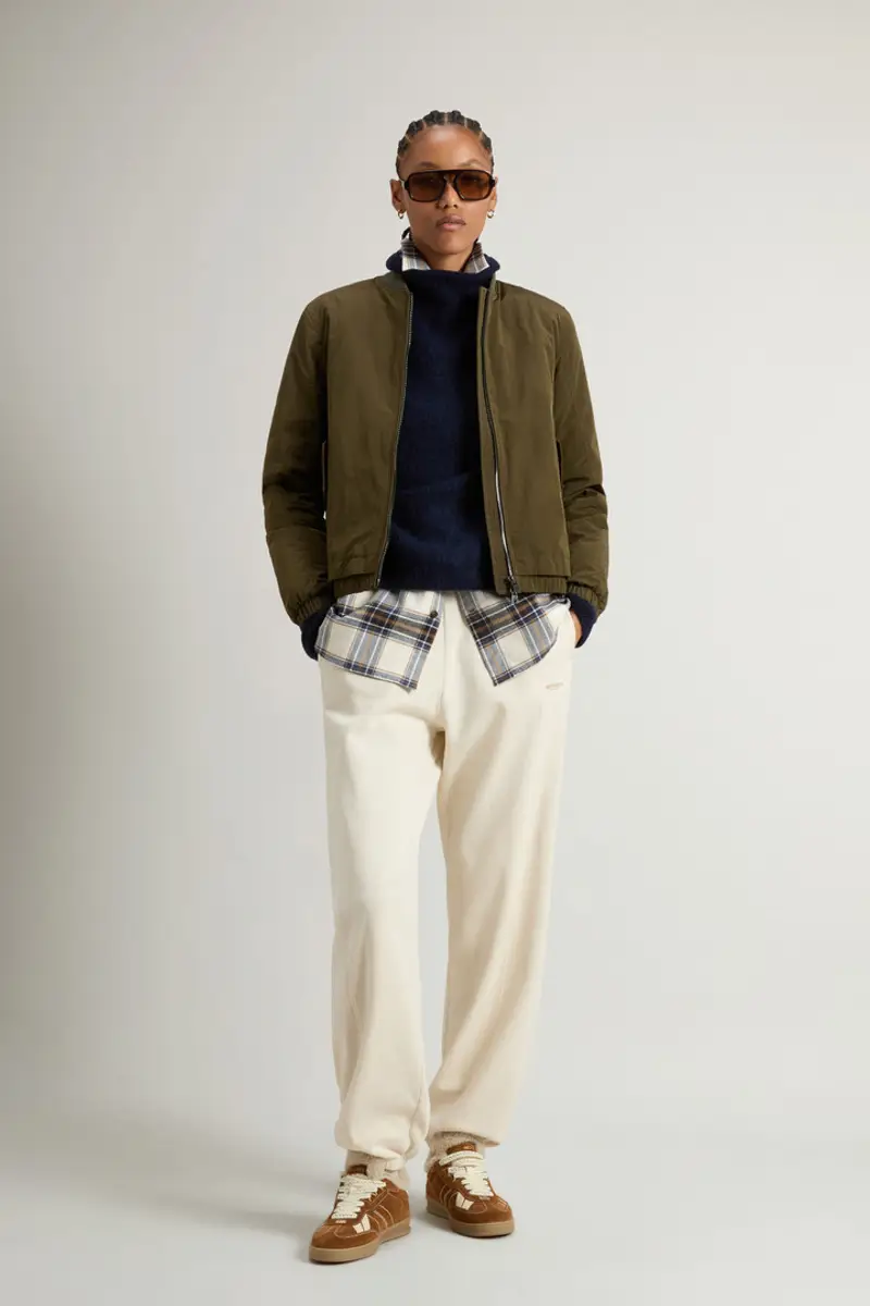 Donna Bomber Grace in Peached Poly Verde Dark Green