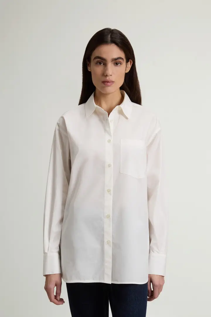donna Camicia Boyfriend in popeline di puro cotone Bianco Arctic White