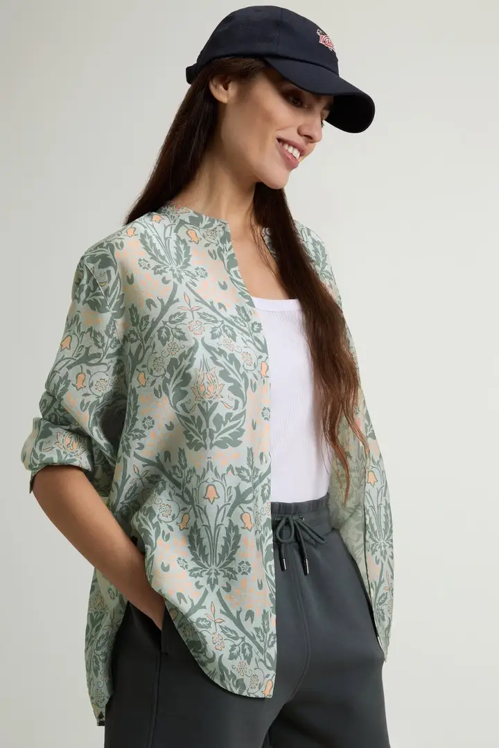 donna Camicia in misto Lyocell Verde Alpine Floral Line miniatura 3
