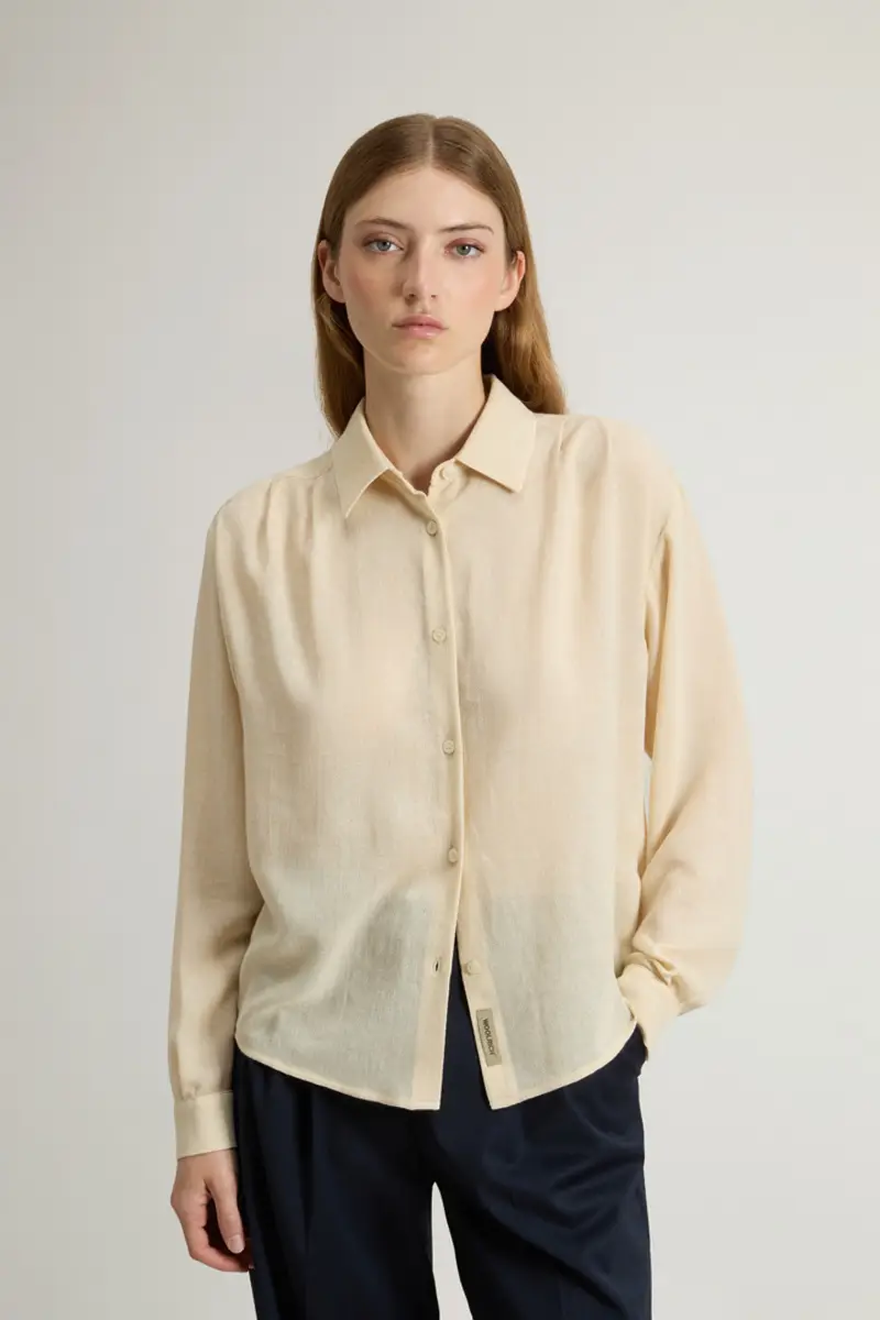 Woolrich Donna Camicia in tessuto garzato italiano Bianco Taglia XXS