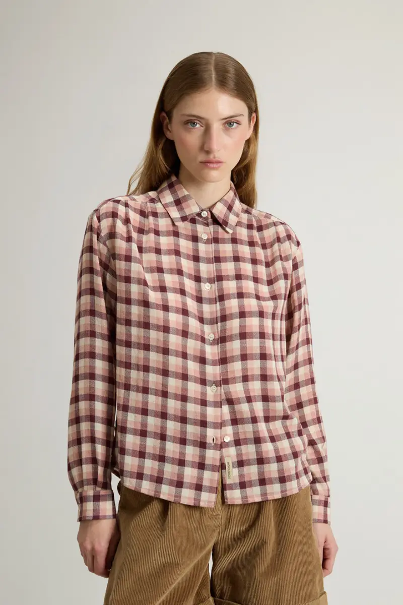Woolrich Donna Camicia in tessuto garzato italiano Rosa Taglia XXS