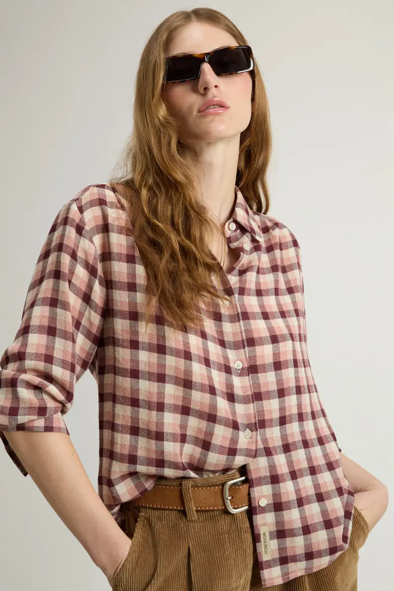 Woolrich Donna Camicia in tessuto garzato italiano Rosa Taglia XXS miniatura 3