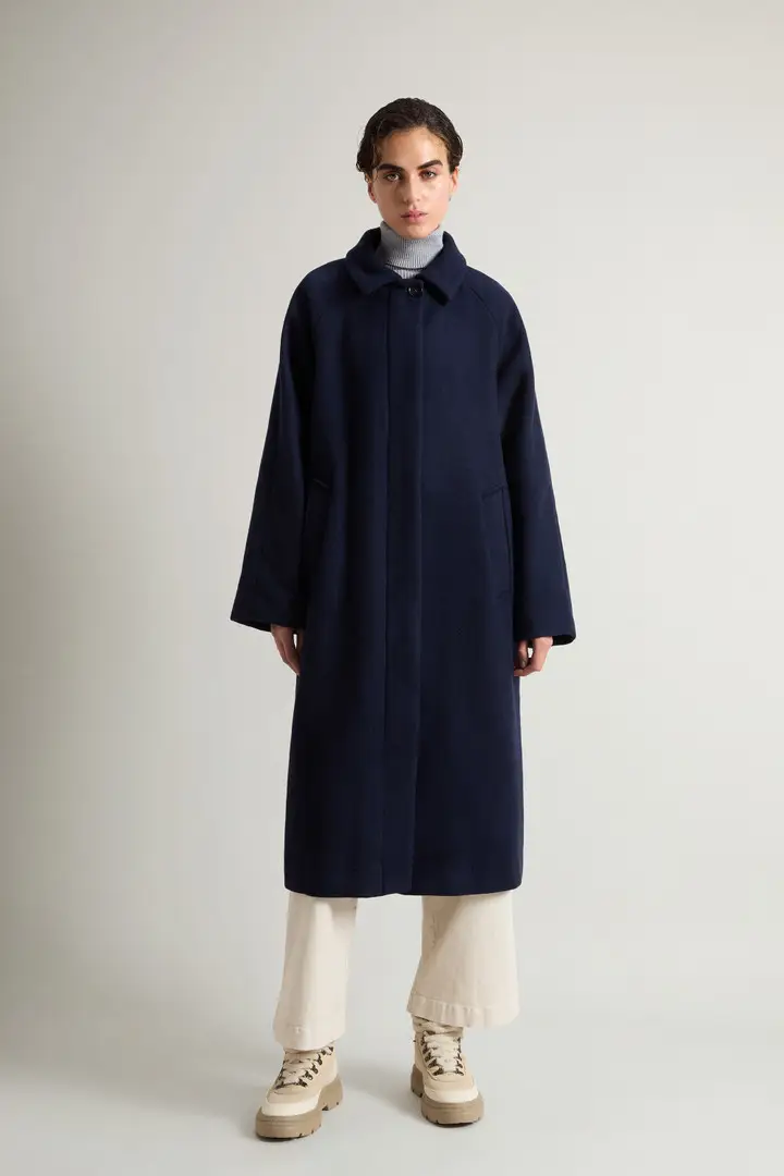 donna Cappotto 3 in 1 in misto lana riciclata Blu Melton Blue miniatura 3