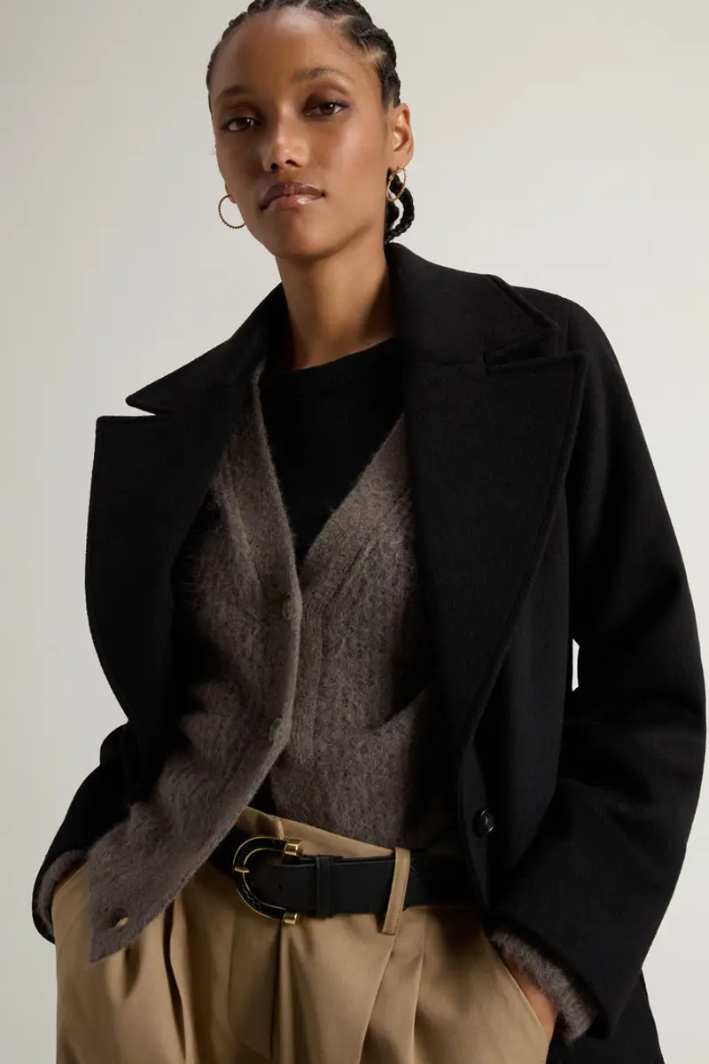 Donna Cappotto in misto lana con pettorina rimovibile Nero Black miniatura 3