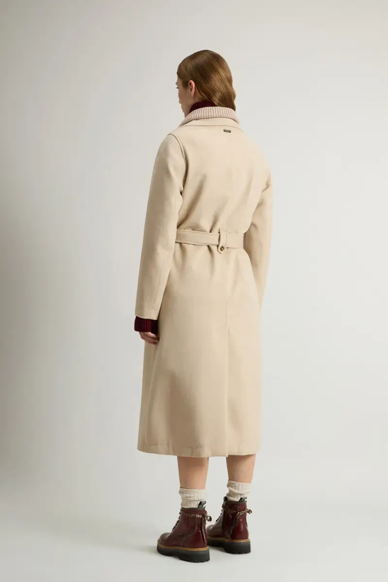 Woolrich Donna Cappotto in pura lana vergine italiana realizzato utilizzando un tessuto Loro Piana Beige Taglia XS miniatura 2