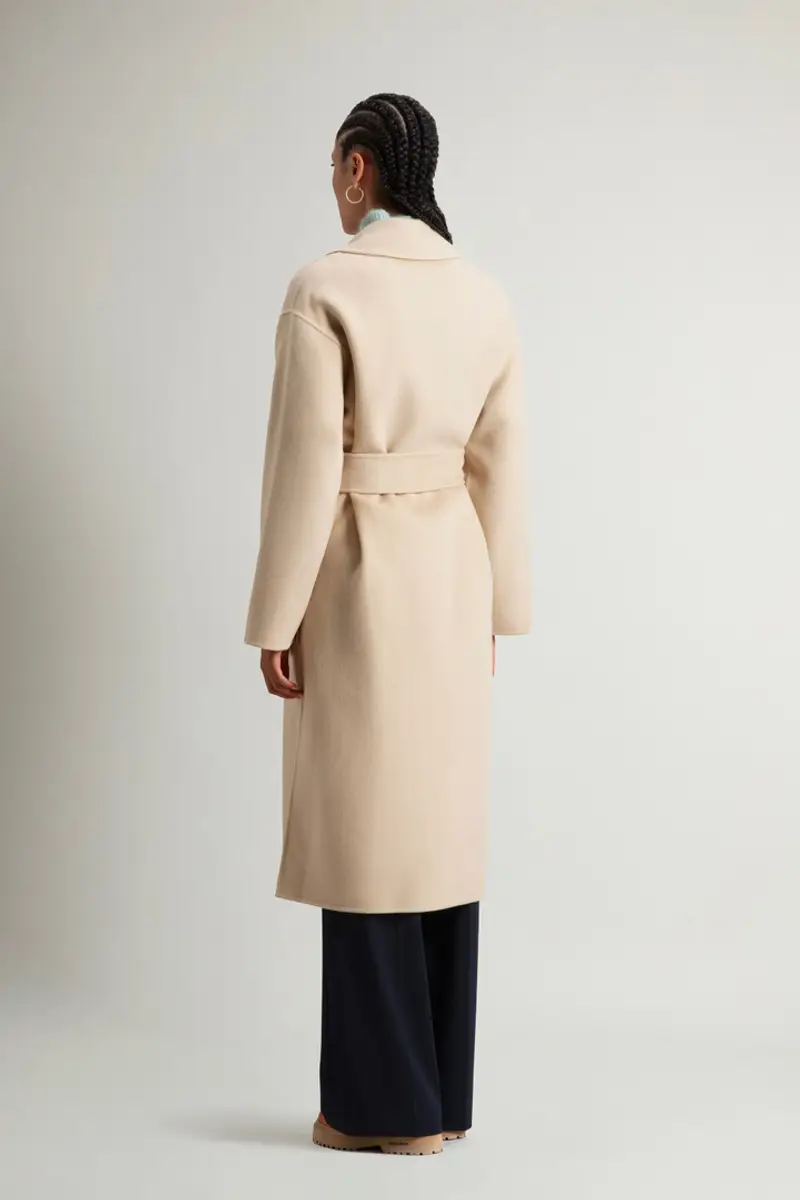 Woolrich Donna Cappotto lungo in pura lana vergine con cintura Beige Taglia XXS miniatura 2
