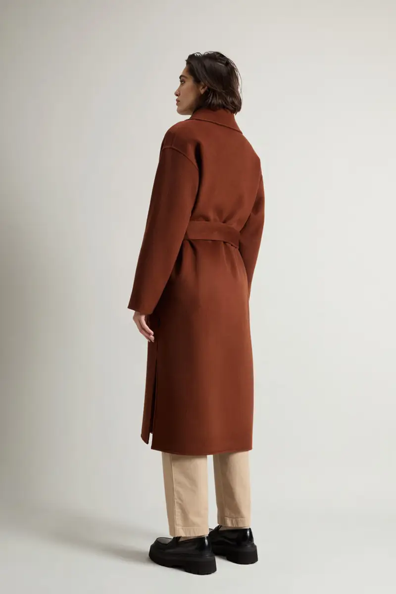 Woolrich Donna Cappotto lungo in pura lana vergine con cintura Marrone Taglia XXS miniatura 2