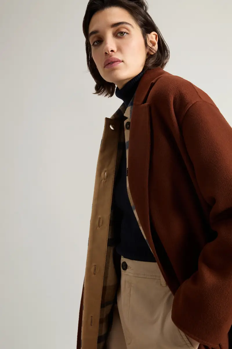 Woolrich Donna Cappotto lungo in pura lana vergine con cintura Marrone Taglia XXS miniatura 3