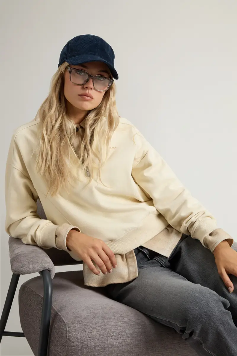 Woolrich Donna Felpa a collo alto in puro cotone Bianco Taglia XXS miniatura 3