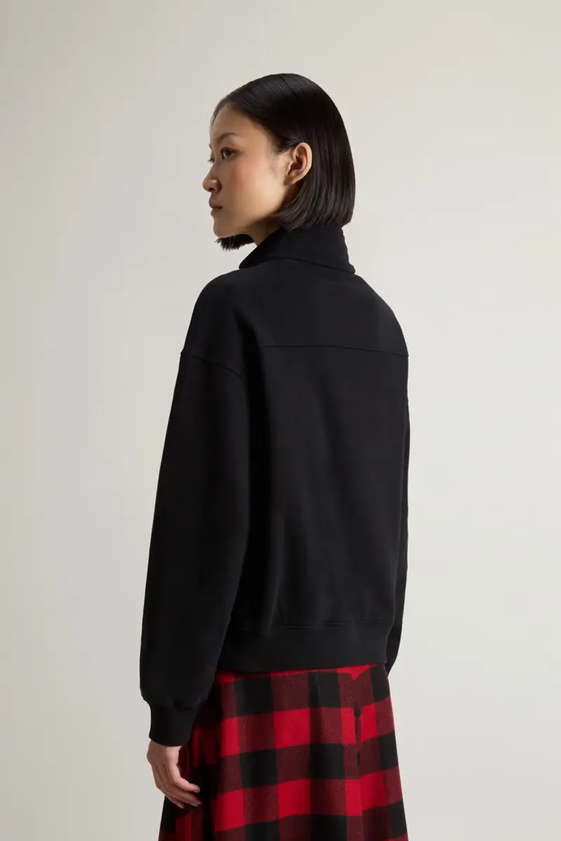 Woolrich Donna Felpa a collo alto in puro cotone Nero Taglia XXS miniatura 2