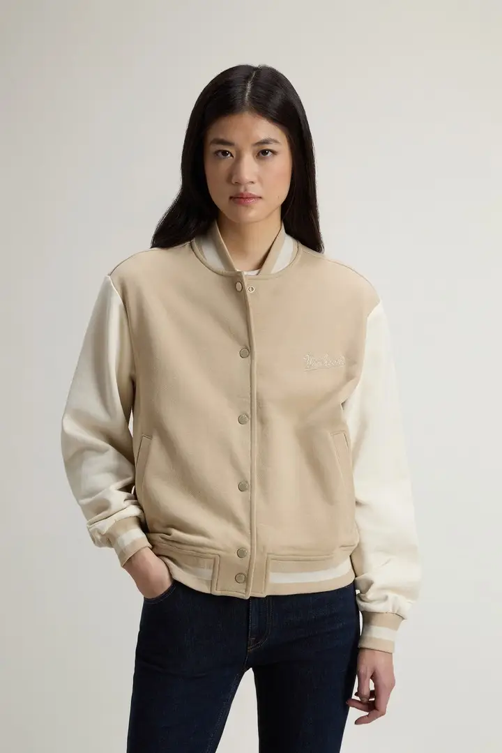 donna Felpa College in puro cotone Beige White Pepper Bicolor