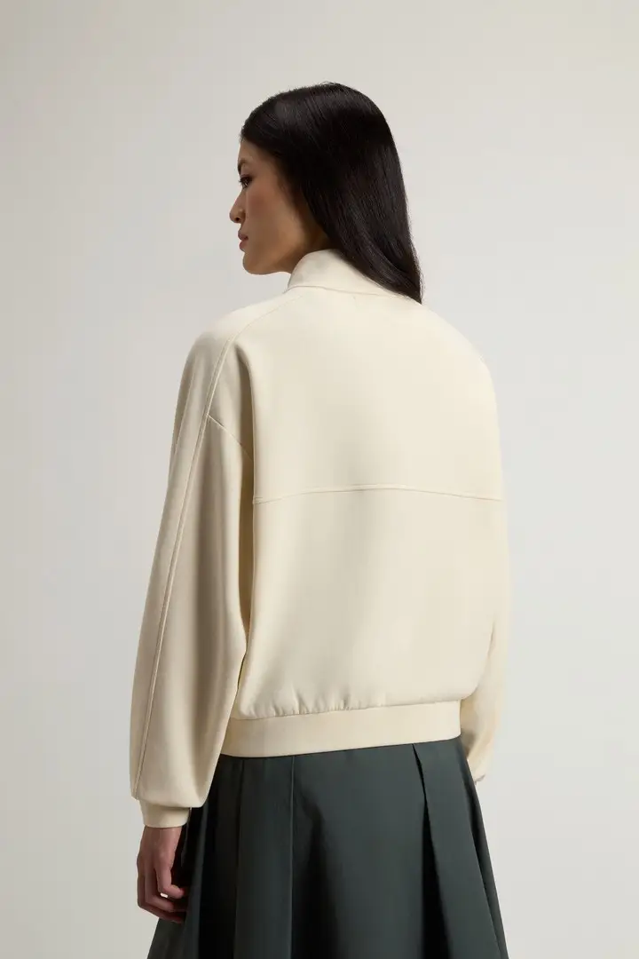 donna Felpa full-zip in misto cotone Interlock Bianco Milky Cream miniatura 2