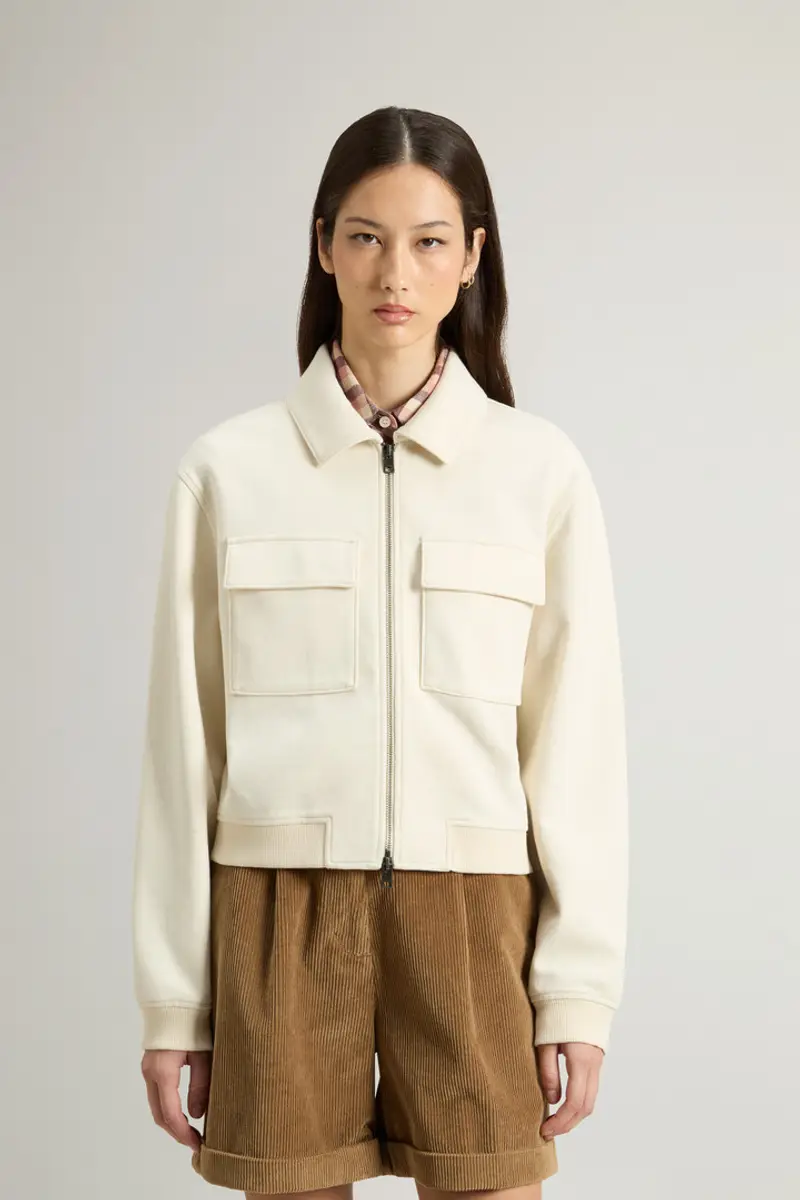 Woolrich Donna Felpa in misto cotone interlock Bianco Taglia XXS