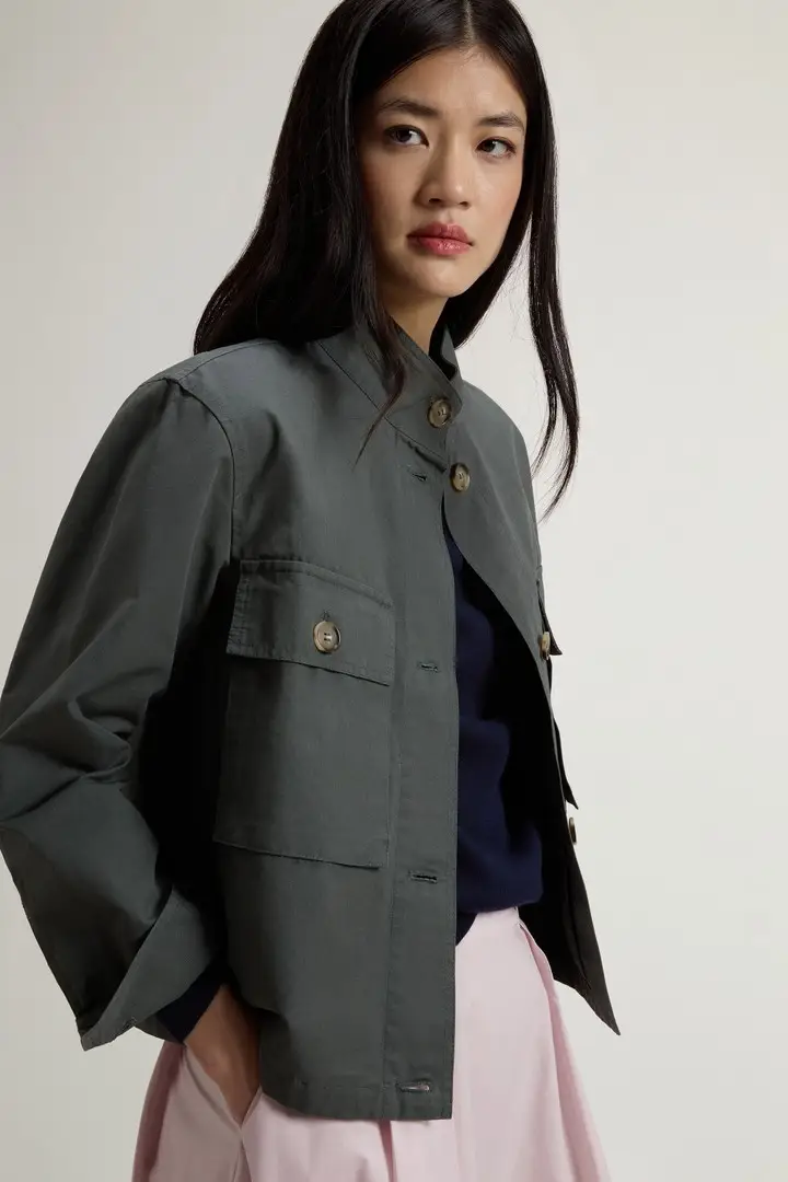 donna Giacca a camicia Field in puro cotone lavato Verde Forest Veil miniatura 3