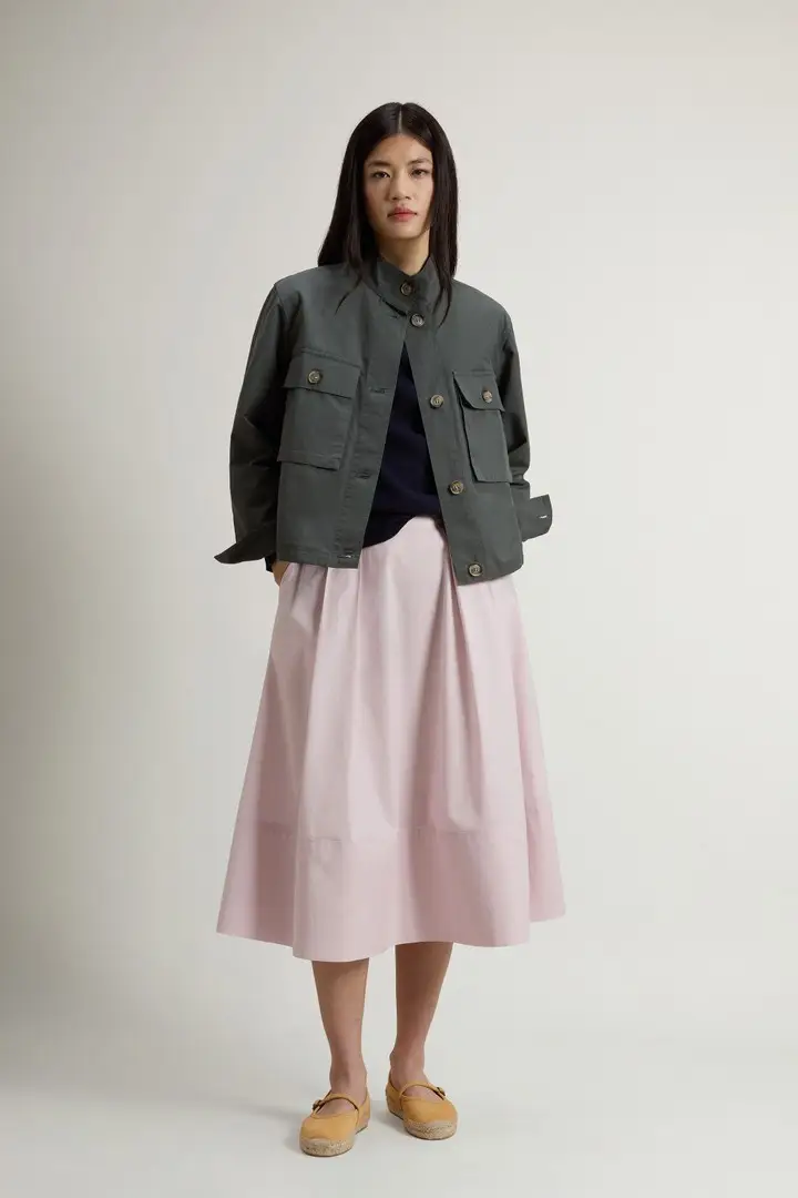 donna Giacca a camicia Field in puro cotone lavato Verde Forest Veil