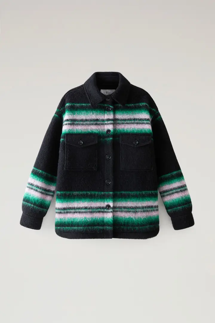 donna Giacca a camicia Gentry in misto lana Nero Black Stripe