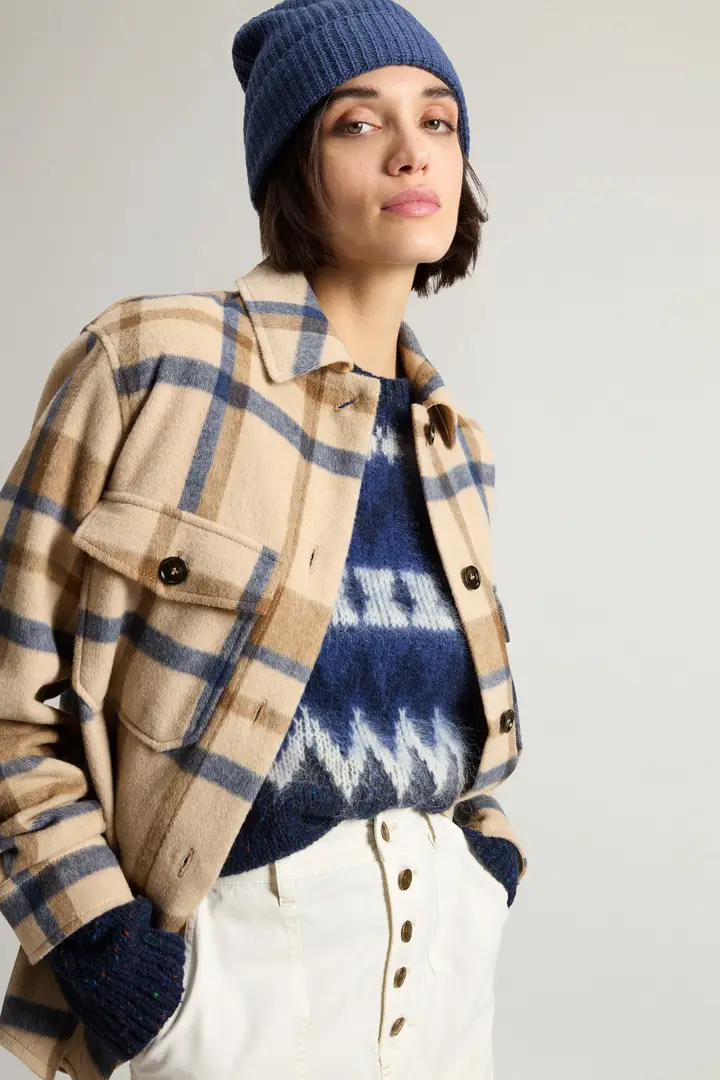 donna Giacca a camicia in misto lana Bianco Milky Cream Check miniatura 3