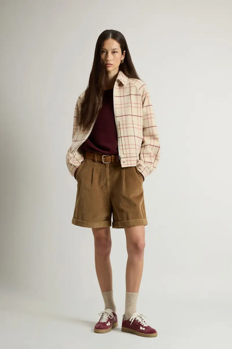 Donna Giacca a camicia in misto lana con motivo a quadri Multicolore Cream Check