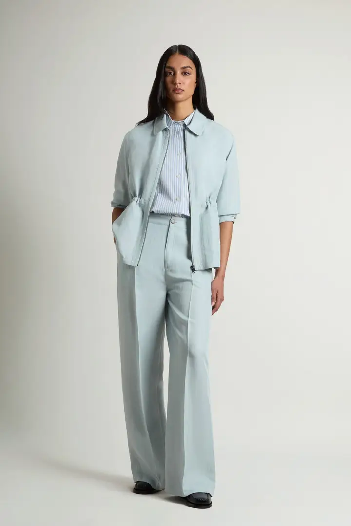 donna Giacca a camicia in misto lino Blu Alpine Tundra