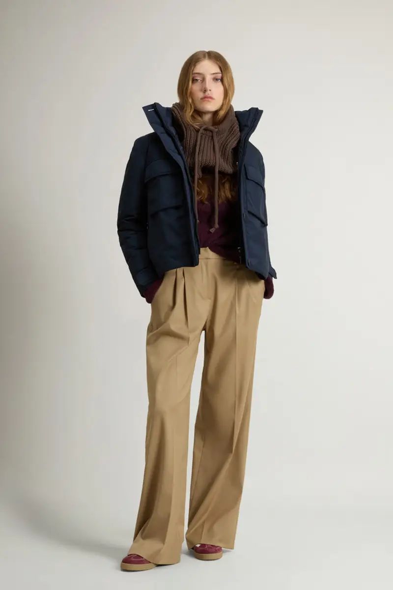 Donna Giacca Cloud con collo alto e cappuccio richiudibile Blu Melton Blue