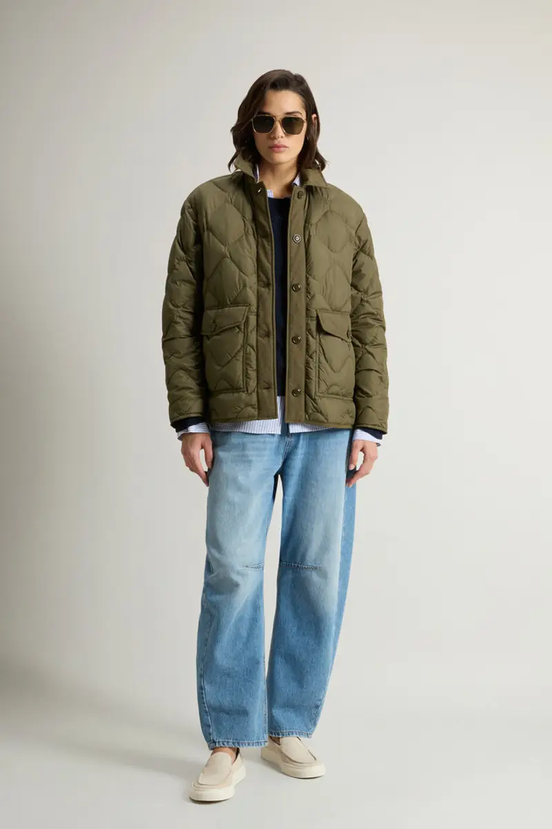 Woolrich Donna Giacca Heritage in microfibra Verde Taglia XXS