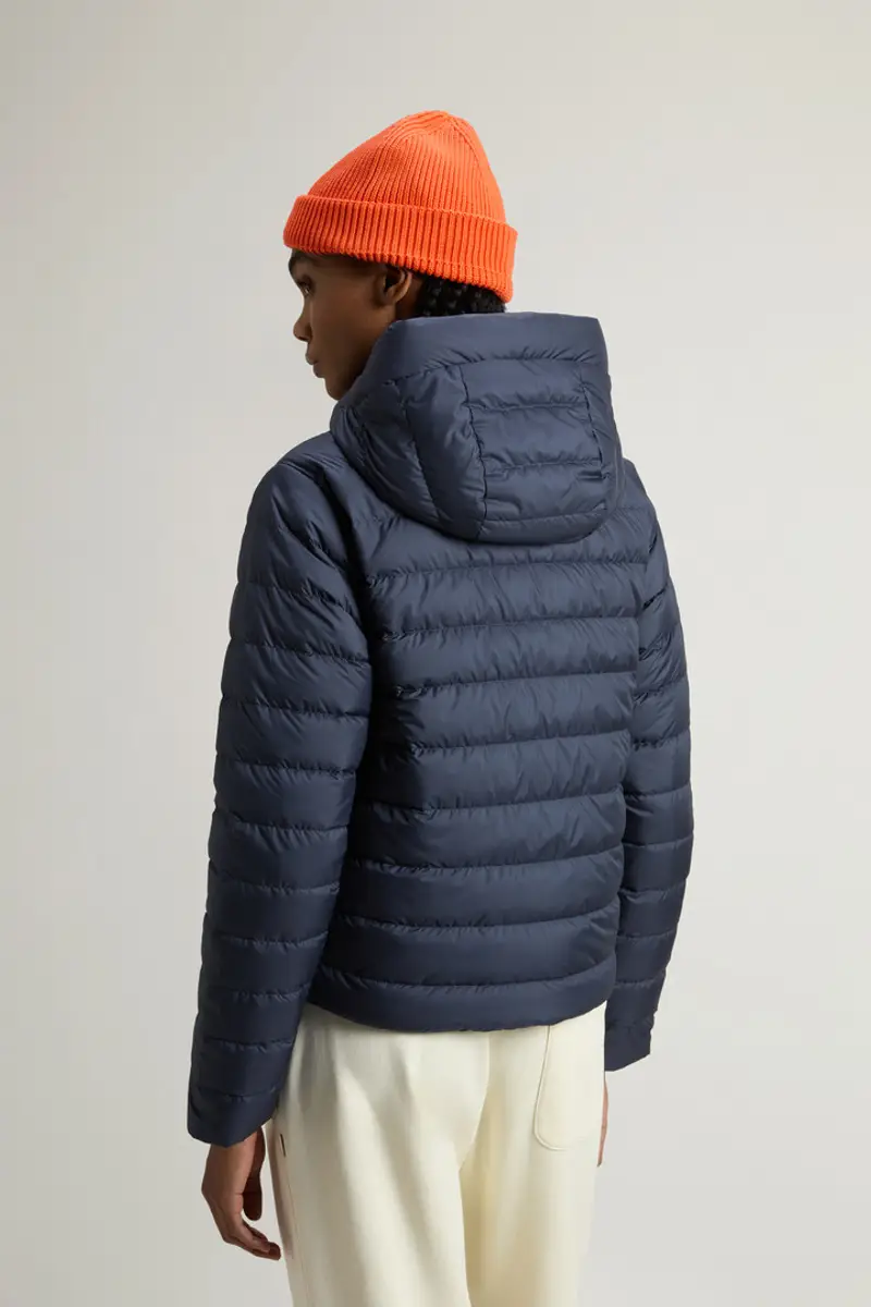 Woolrich Donna Giacca imbottita in microfibra con cappuccio Blu Taglia XS miniatura 2