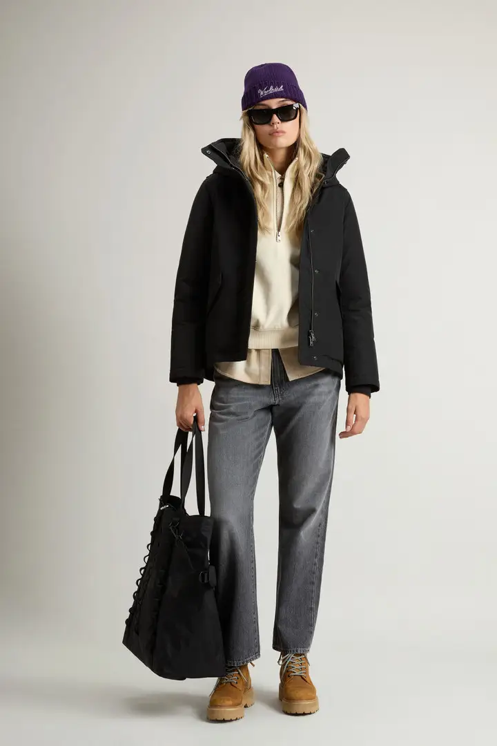 Donna Giacca imbottita in Ramar Cloth con cappuccio Nero Black