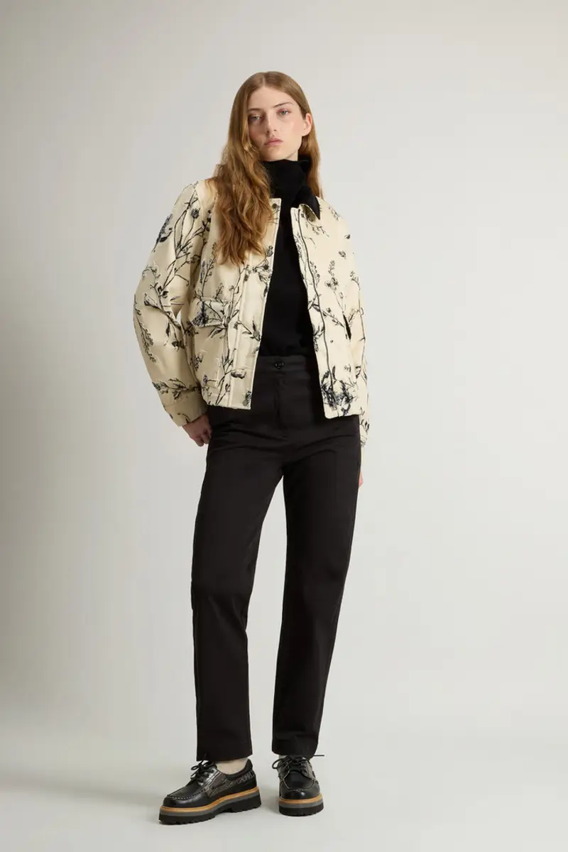 Donna Giacca in velluto Pontoglio con motivo in rilievo Beige Cream Foliage