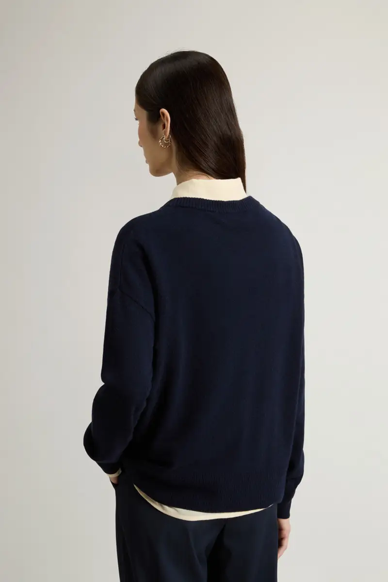 Woolrich Donna Maglia girocollo in misto lana vergine e cashmere Blu Taglia XXS miniatura 2