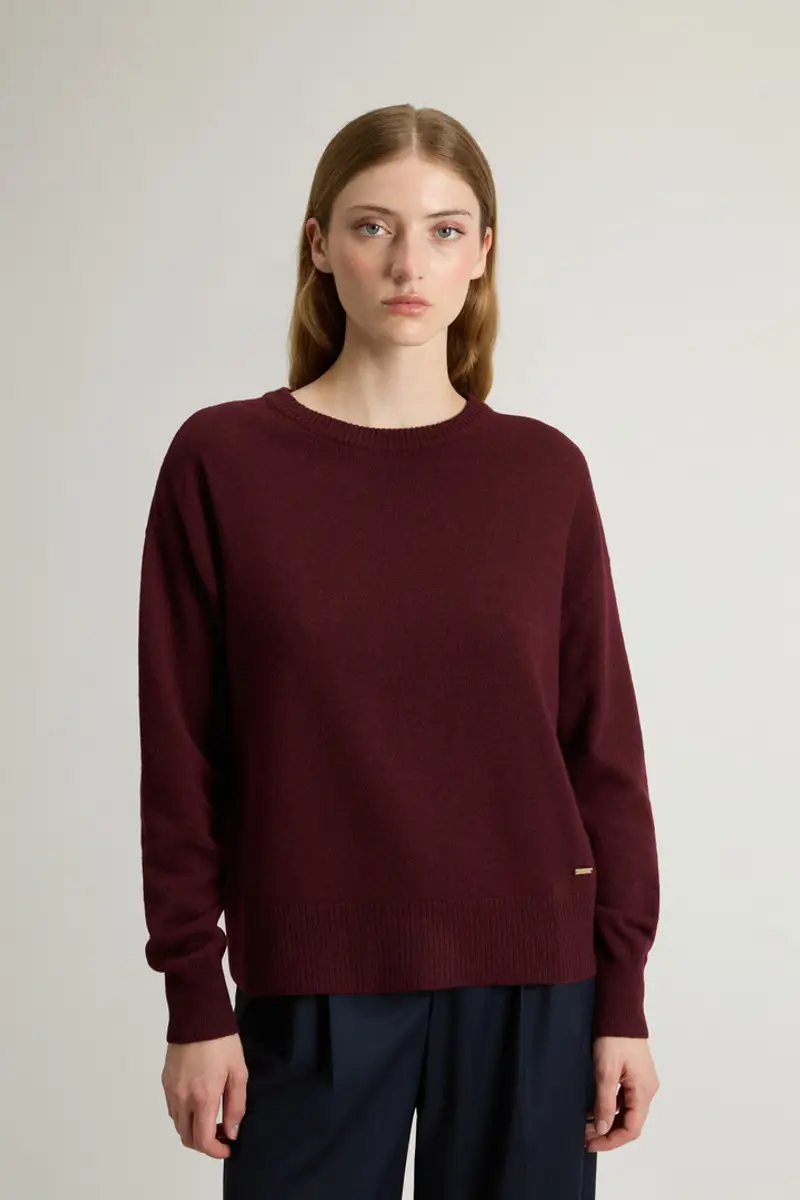 Woolrich Donna Maglia girocollo in misto lana vergine e cashmere Rosso Taglia XXS