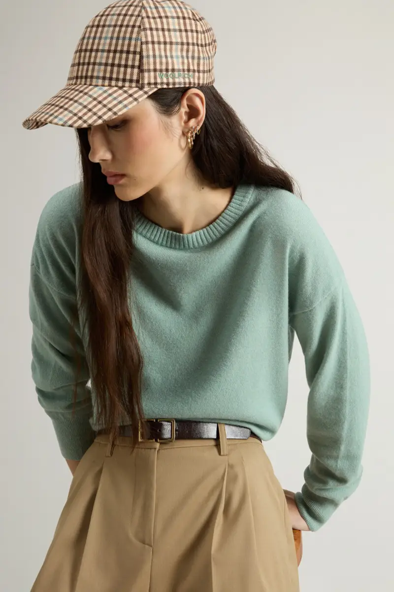 Woolrich Donna Maglia girocollo in misto lana vergine e cashmere Verde Taglia XXS miniatura 3