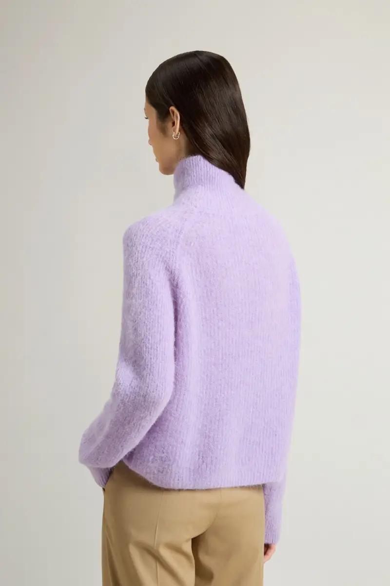 Donna Maglione a collo alto in misto alpaca e lana Lilla Soft Violet miniatura 2