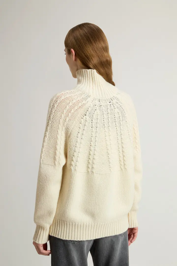 Donna Maglione a collo alto in misto lana Bianco Milky Cream miniatura 2