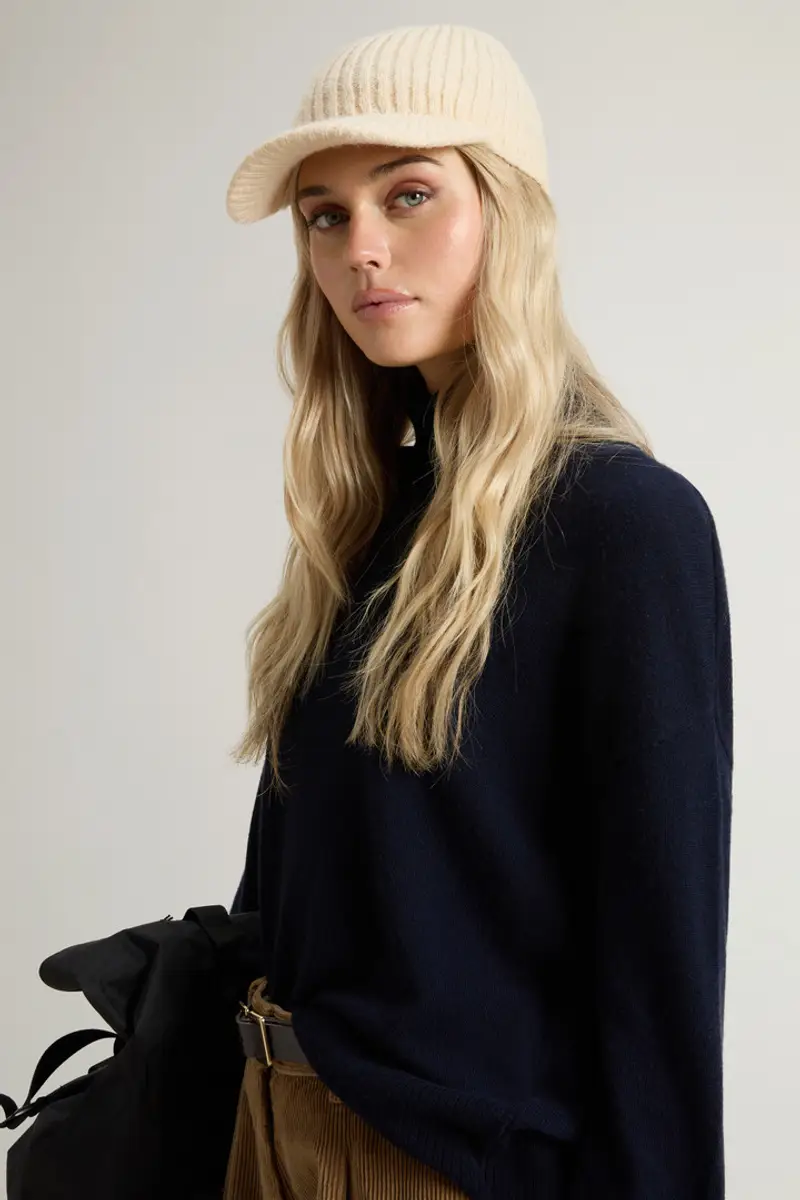 Woolrich Donna Maglione a collo alto in misto lana vergine e cashmere Blu Taglia XXS miniatura 3